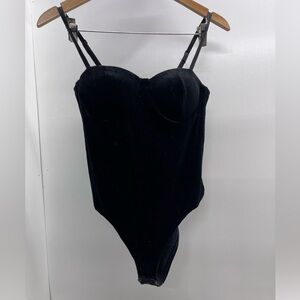 Haute Monde Black Velvet Bustier Bodysuit